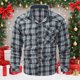 thumbnail image 1 of Blusa y camisa de franela a cuadros de talla grande para hombre, con cuello vuelto y manga larga, estilo occidental, con hebilla de perla de comercio exterior y europeo, abrigo para hombre, 1 of 9