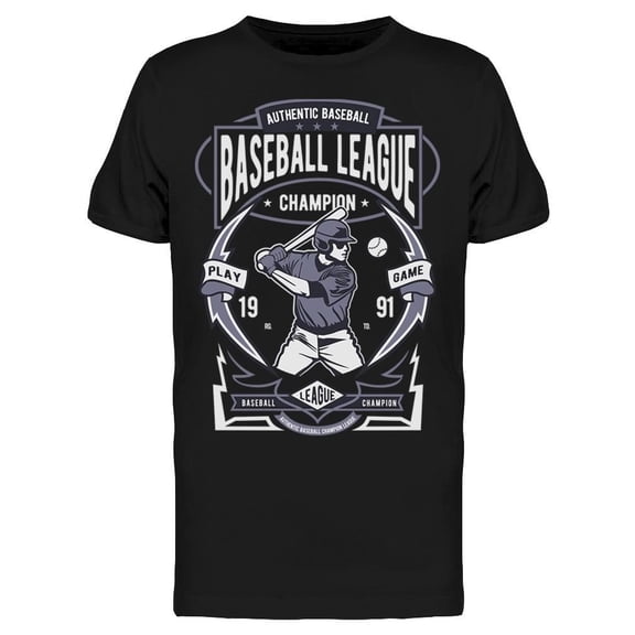 Baseball League Poster T-Shirt Men -Image by Shutterstock, Male 3X-Large