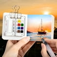 thumbnail image 7 of CCOCC Mini Water Color Paint Travel Set,Watercolors Miniature Pocket Tiny Small Compact Palette Painting Travel Kit with Sketchbook&Acrylic 8 Grid Paint Box, 7 of 7