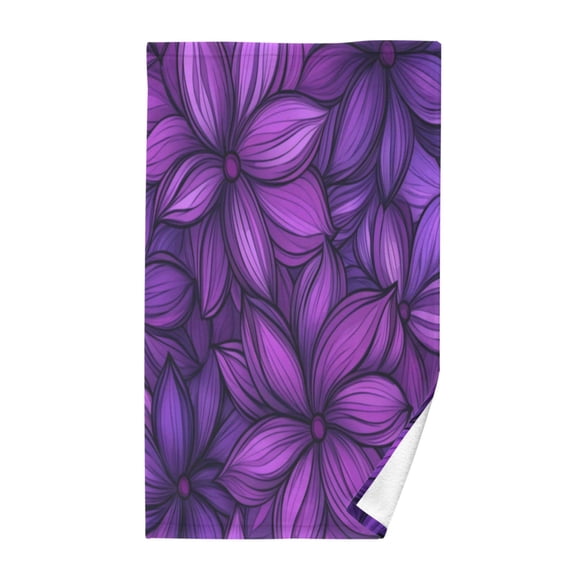 Pure Cotton Face Towel 16x28 Inches Hand Towel Bath Towel Hand Bath Towels Soft Good Water Absorption for Washing Face Wiping Face Large Purple Flower Pattern