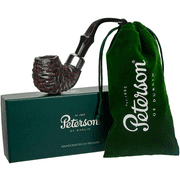 Peterson System Standard Rustic 317 - Mediterranean Briar Hand Crafted Irish Collectible Wood Pipes, Bent Billiard Large Pipe, Signature Peterson Pipe Plip Style, Rusticated Finish