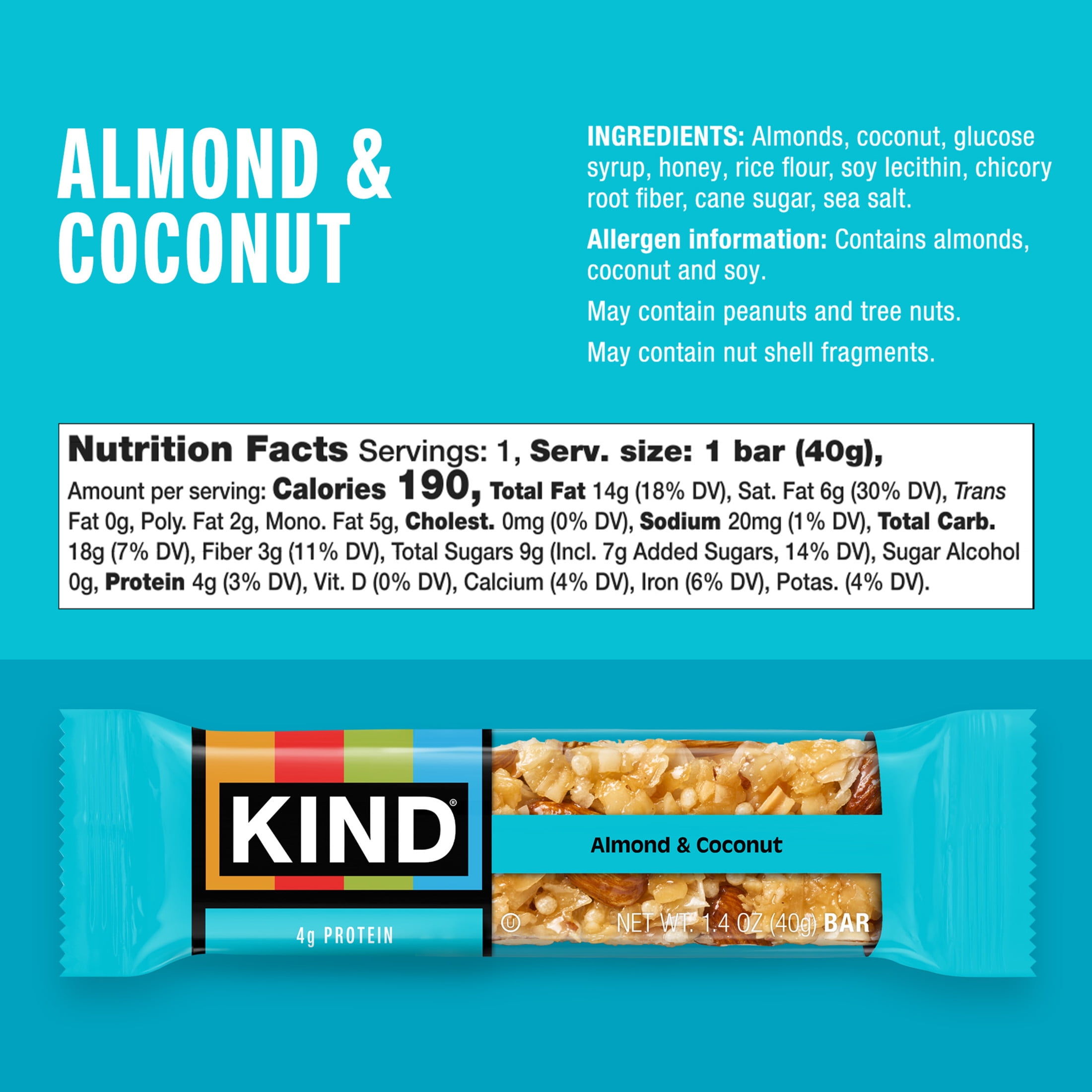 (6 pack) KIND Nut Bars, Almond & Coconut, 1.4 oz, 1 Count