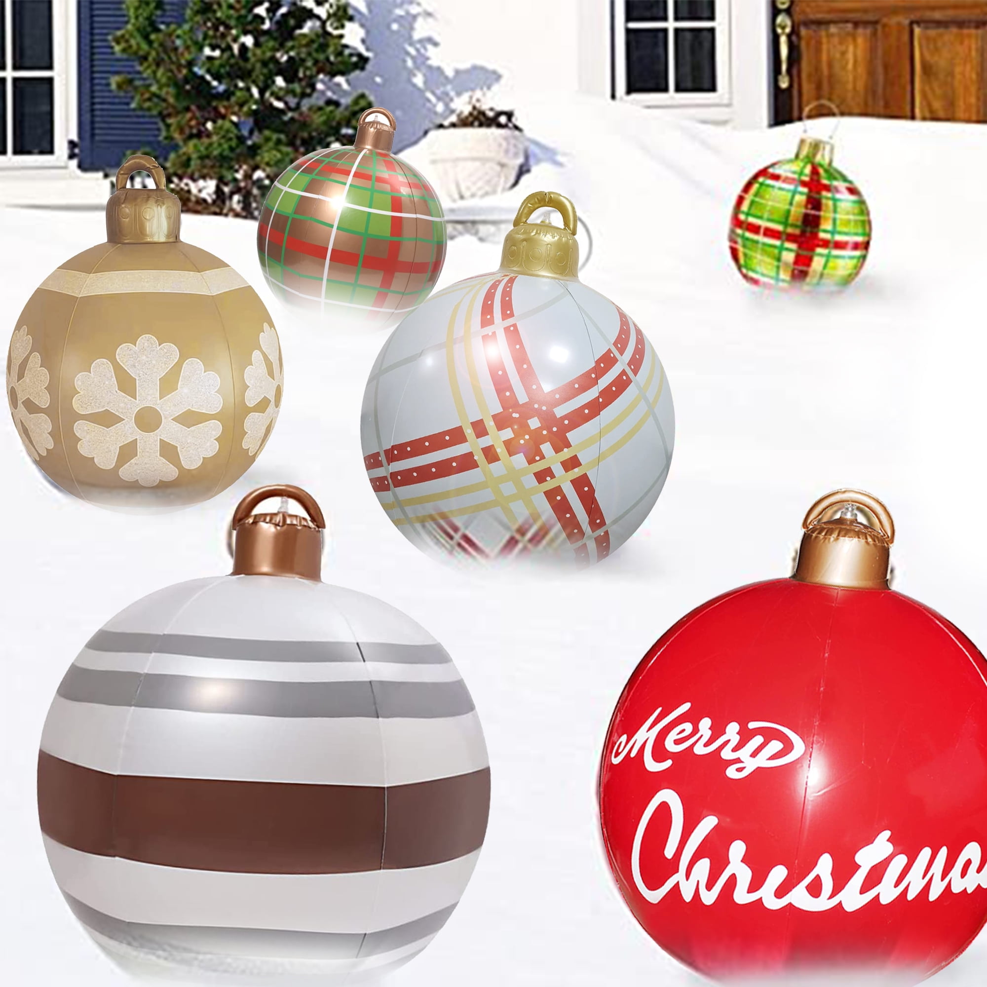 23inch Christmas Blow Up Ball Ornaments, PVC Inflatable Decorated