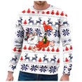 thumbnail image 1 of Chandail à Capuche Sans Capuche pour Hommes Hiver Chaud Col Rond Chandail Imprimé Flocon de Neige Père Noël Décontracté Confortable Doux, 1 of 4