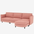 thumbnail image 3 of 107.8'' Large Size 3 Seater Sofa Couch, L-Shaped Sofas with Movable Ottoman, Arm with Pockets,Modern Fabric Couches for Living Room, Apartment, Office (Red), 3 of 11
