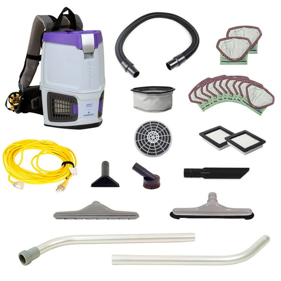 Aspiradora de mochila comercial ProTeam GoFit 3 con kit de herramientas para restaurante, 3 cuartos, con cable