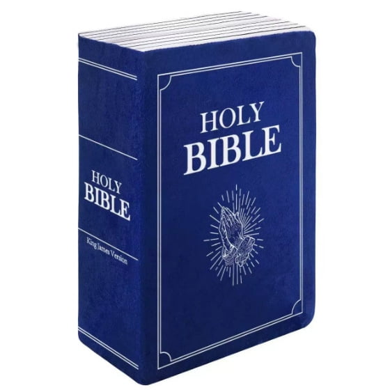 Bible Pillow，The Holy Bible Pillow Plush - Book Shape，That Opens Christian Holy Bible Stuff Religious Party Favors Gifts (Blue)