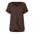 thumbnail image 6 of Uooqdmx Twist Front Tops for Women, Front Knot Tops for Women, V Neck T Shirts for Women, Front Tie Tops for Women, Womens Shirts Dressy Casual, Coffee L, 6 of 6