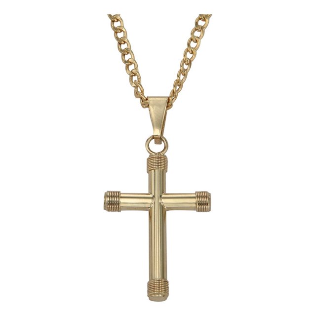 Collar De Cruz De Tubo De Oro De 10k