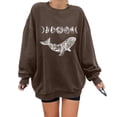thumbnail image 2 of Gibobby Sudaderas para mujer Top con estampado de animales a la para mujer, sudadera cálida de manga larga, camisa holgada informal con cuello redondo, de blusa (Café, XL), 2 of 5