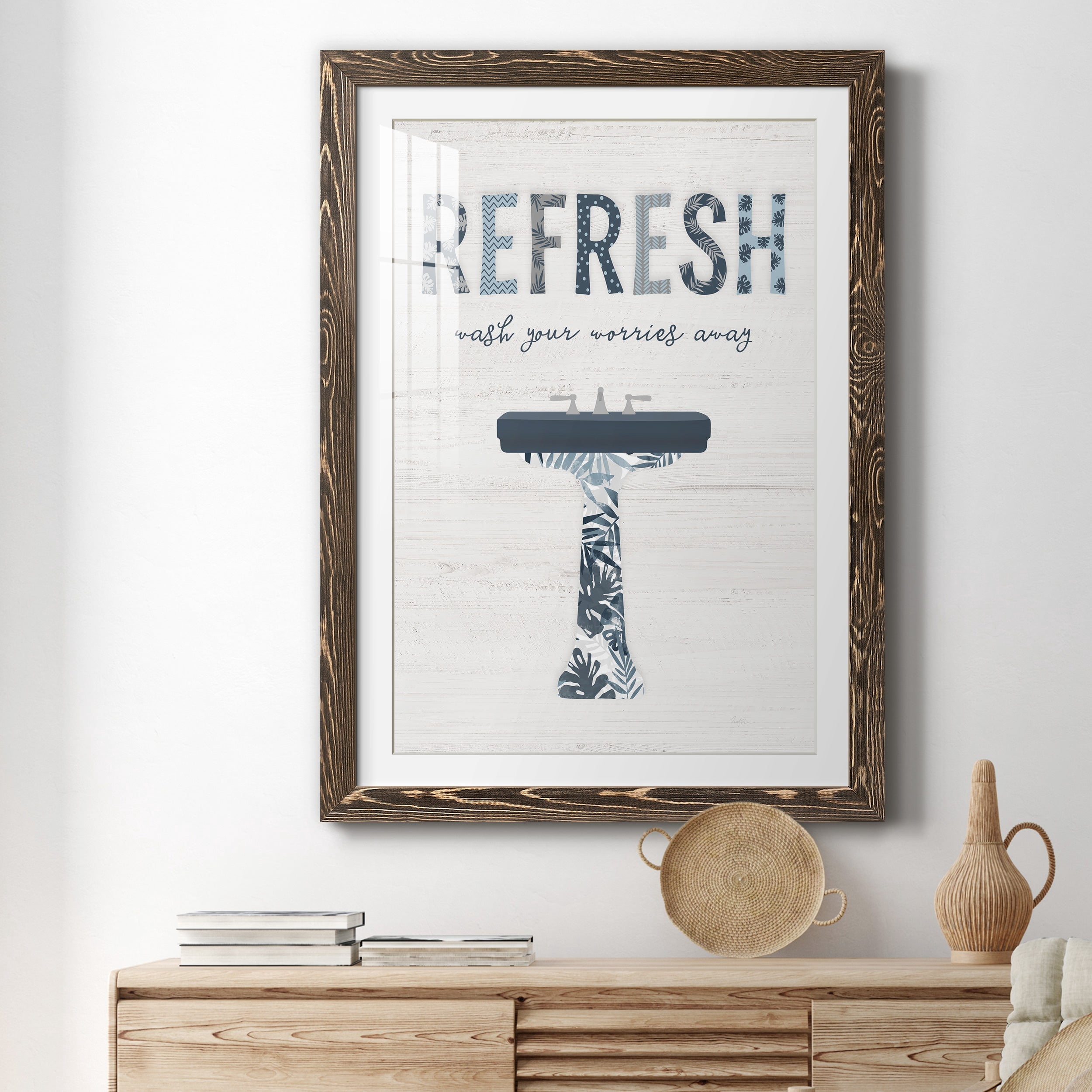 Palm Bath II - Premium Framed Print - Distressed Barnwood Frame - Ready to Hang