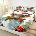 thumbnail image 3 of Manfei Marry Christmas Twin Sheet Sets,Farm Highland Cattle Twin Fitted Sheet,Red Berry Xmas Flower Flat Sheet For Boys Kids,Super Cozy Room Decor,3pcs, 3 of 7