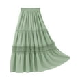 thumbnail image 6 of Women's Polka Dot Hollow Out Long Skirt Lace Stitching Pleated Loose High Waist Dress, 6 of 8