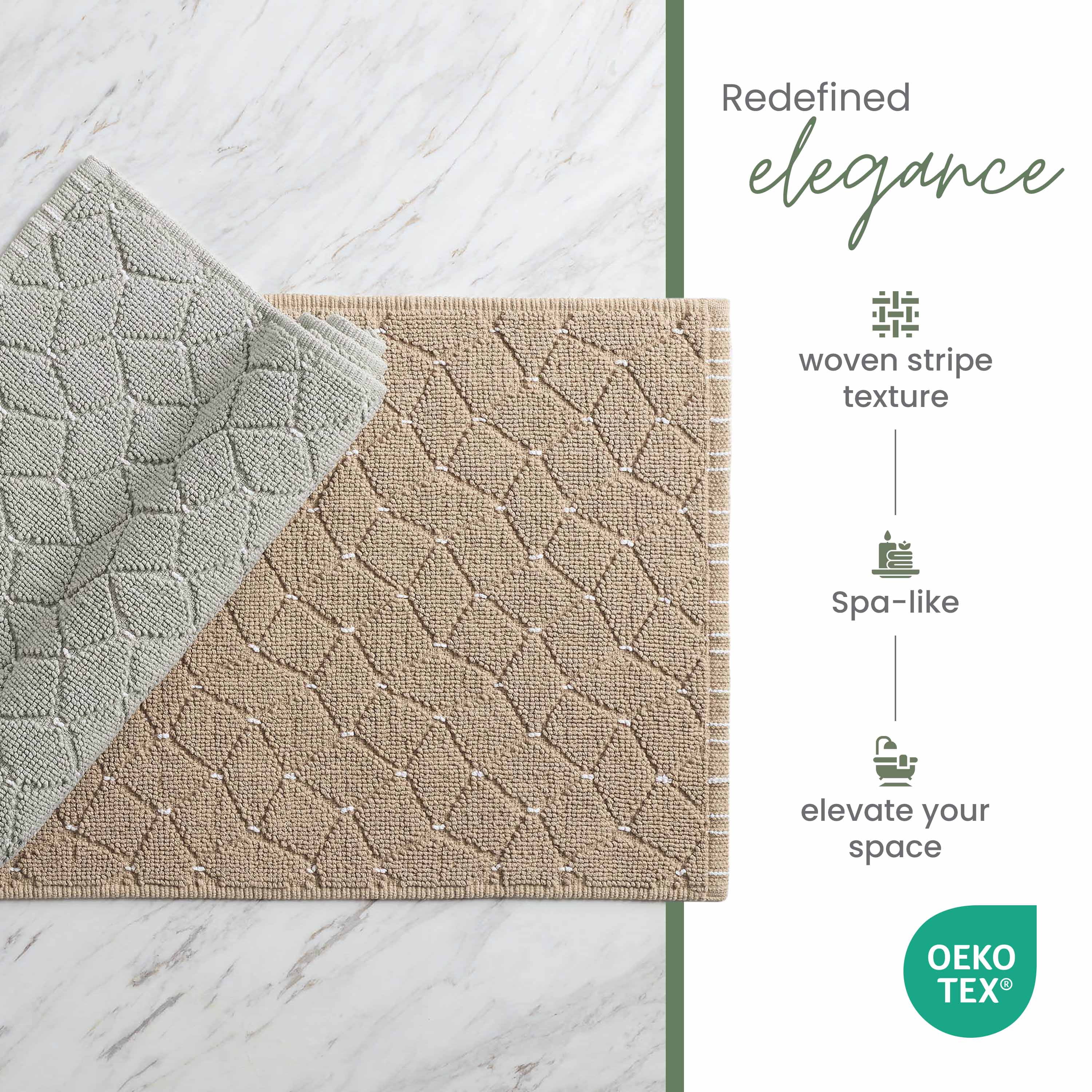 Martex Restore Geometric Cotton Bath Rug, 20" x 32", Diamond Grey