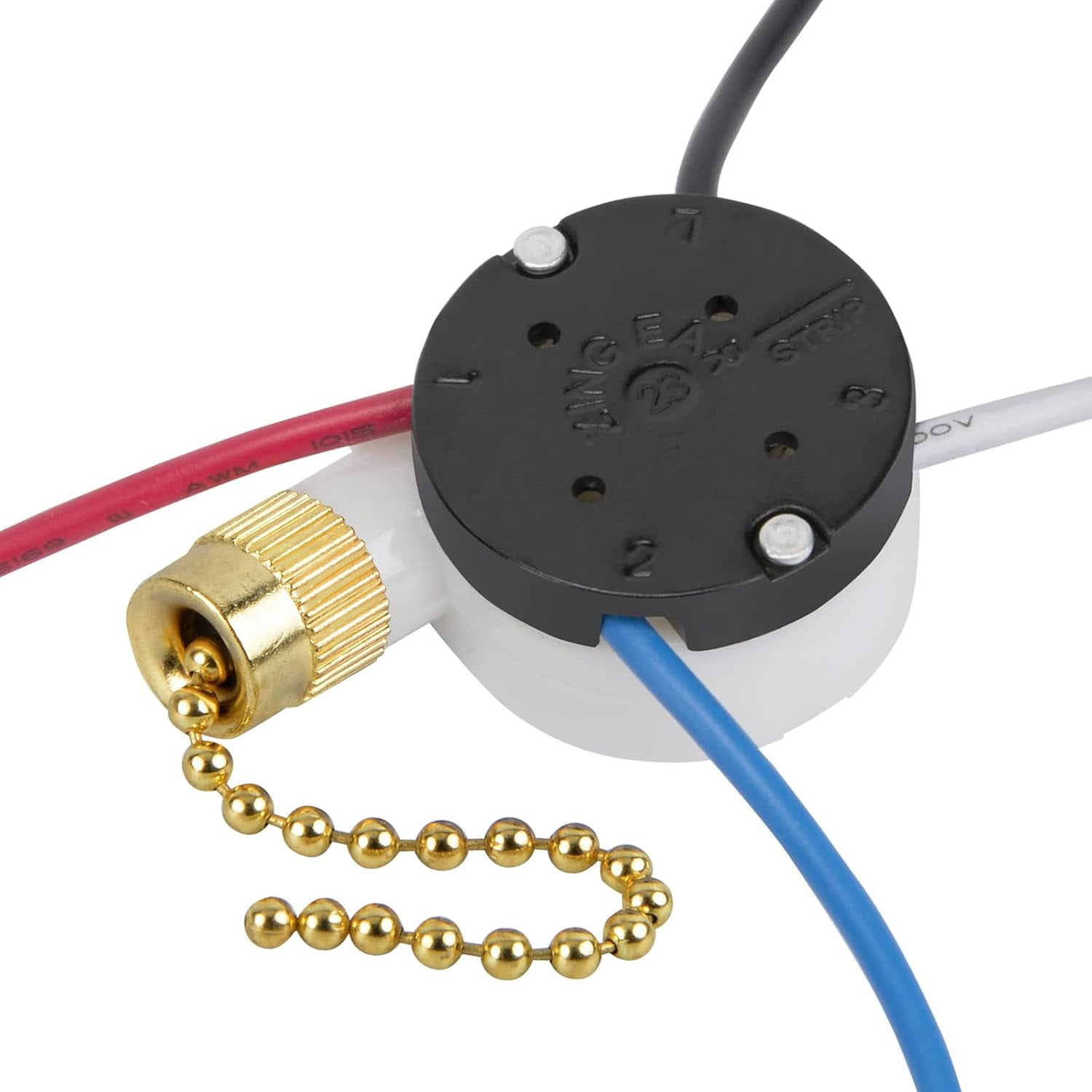 Ceiling Fan Switch Zing Ear ZE-208s E89885 3 Speed 4 Wire Pull Chain Switch  Fan Light Switch Replacement Part with 4 Pre-Installed Wires(Brass Chain) -  Walmart.com, image size:1500x1500