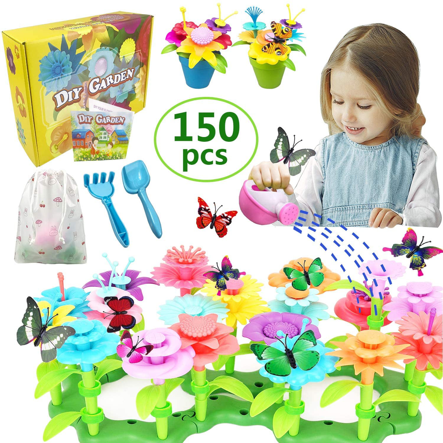 Desire Deluxe Girls Toys for 3 Year Old Kids Flower Build A Garden Toy Building 