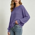 thumbnail image 4 of Women's Long Sleeve Solid Color Shirts Oversized Batwing Knit Tops Crew Neck Casual and Trendy Pullover Top Winter Fashion Outfits, 4 of 9