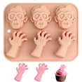 thumbnail image 3 of Ajhhao Halloween Chocolate Molds Halloween Candy Molds Halloween Silicone Molds Halloween Silicone Brain And Ghost Hand Shaped Molds For Halloween DIY Baking Halloween Molds Skull Molds Silicone, 3 of 9