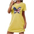 thumbnail image 2 of Aobny Christmas Nightgown for Women Lightweight Patriotic Short Sleep Shirt Short Sleeve Yellow Vintage Nightgown,M, 2 of 5