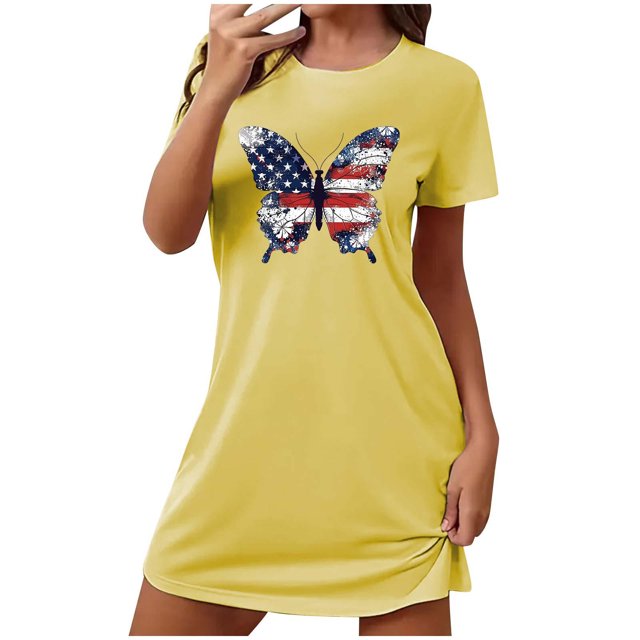 Chemises de Nuit pour Femmes, Chemise de Nuit Courte Surdimensionnée pour Femmes Mode à Imprimé sur la Poitrine à Manches Courtes