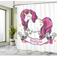 thumbnail image 4 of Ambesonne Cartoon Shower Curtain, Unicorn with Pink Hair, 69"Wx75"L, Pink White, 4 of 4