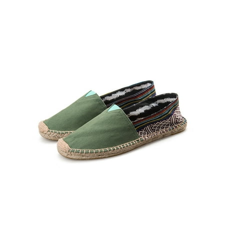 

Kesitin Mens Espadrille Loafers Slip-On Loafer Striped Flats Lightweight Comfortable Espadrilles Work Non Slip Canvas Shoe Green 6