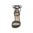 thumbnail image 2 of BLISSFUL STEP Women's Sandals Solid Summer Block Heels Lace up Sandals Black 9, 2 of 8