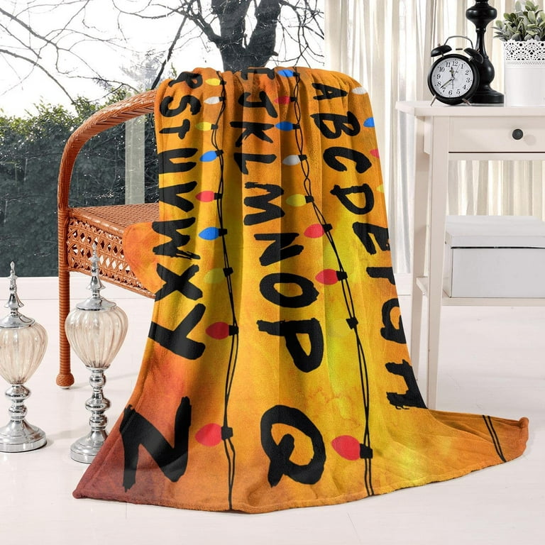 Christmas Lights Alphabet Throw Blanket 50 x60 Flannel Fleece Throw Blankets Soft Fluffy Warm Sofa Bed Travel Blankets for Baby Kids Girls Boys Teens Adults Gift Walmart