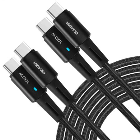 UrbanX USB C to USB C Cable 6.6ft 100W, 2Pack , USB 2.0 Type C Charging Cable Fast Charge for Infinix Note 12 VIP, iPad Pro 2020, iPad Air 4, Samsung Galaxy S21, Pixel, Switch, LG, and More (Black)