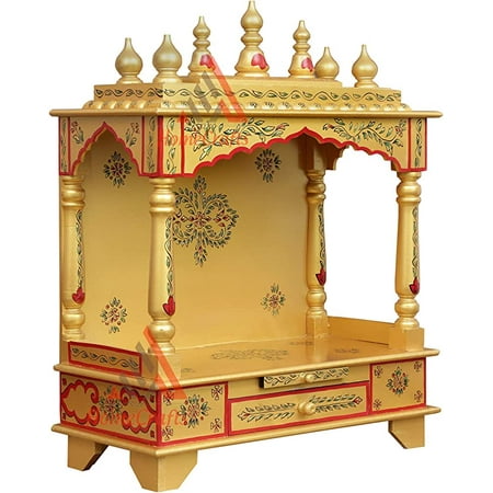 

HomeCraft LED Light Home Temple/Pooja Mandir/Wooden Temple/Temple for Home/Mandap-M with LED Light (Pearl Gold Large - 24 X 12 X 30 (WXDXH) Inch)