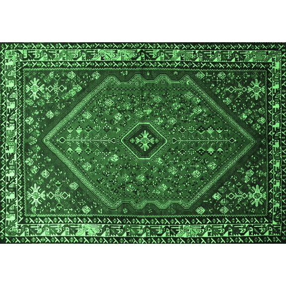 Ahgly Company Indoor Rectangle Persian Emerald Green Traditional Area Rugs, 5' x 7'