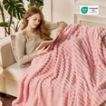 thumbnail image 5 of ROSEKIND Striped Blanket, Premium Faux Fur Touch Ribbed Throw for Sofa and Bed, Cozy Gift for Adults and Friends, 80''x90'',Blush Pink, 5 of 7