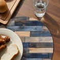 thumbnail image 3 of Navy Blue Brown Wood Round 13 Inch Placemats Set of 6, Farmhouse Vintage Wooden HeatResistant Non Slip Place Mats for Dining Table, Wipeable Braided Kitchen Table Mats for Housewarming, 3 of 9