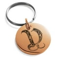 thumbnail image 1 of Stainless Steel Letter V Initial Royal Monogram Engraved Small Medallion Circle Charm Keychain Keyring, 1 of 1