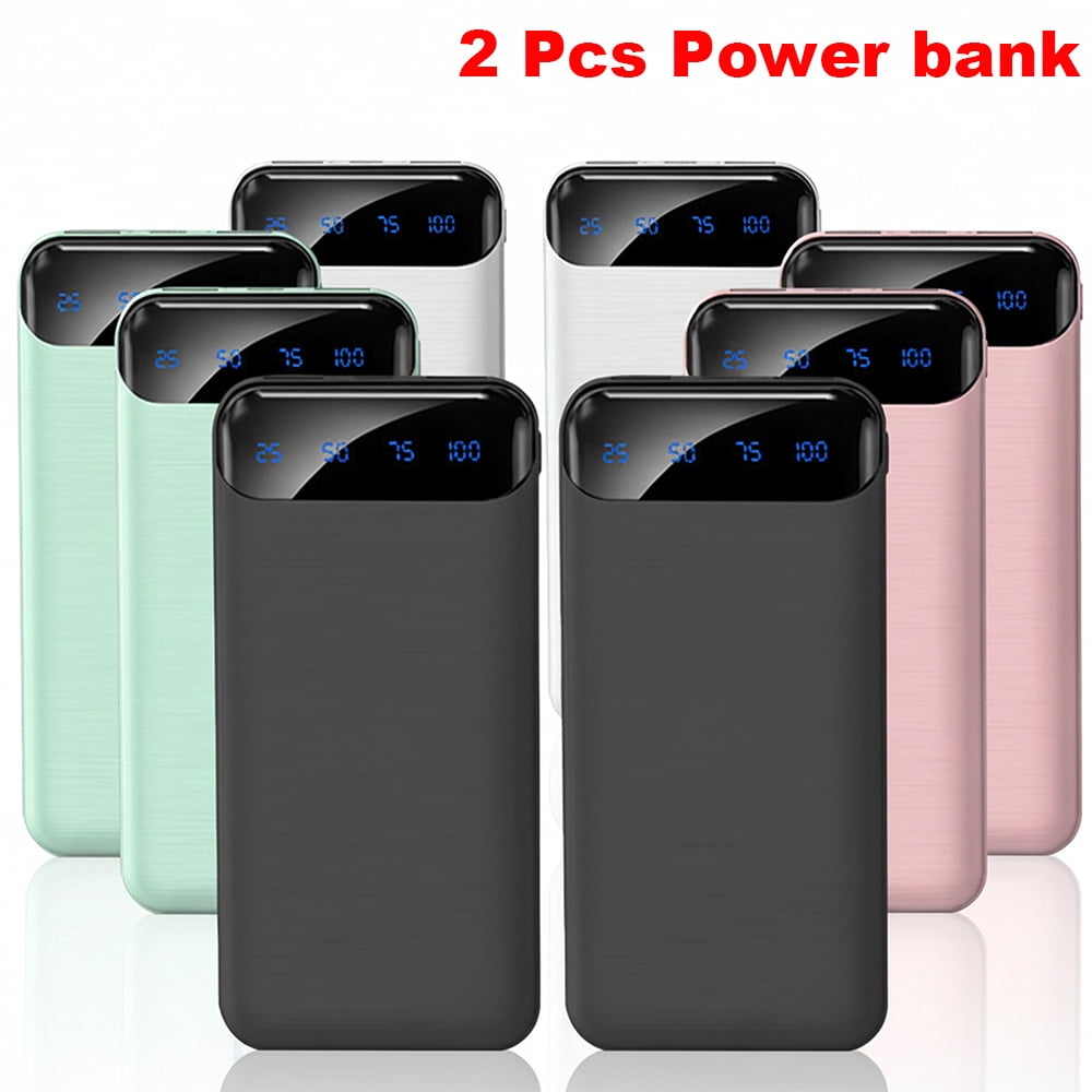 Set of 2 Portable Power Banks with a Capacity of 20000Mah, Featuring an LED Power Indicator, Quick Charging Capabilities, And Type-C/Usb Interfaces. Ideal for Charging Phones And Android Devices
