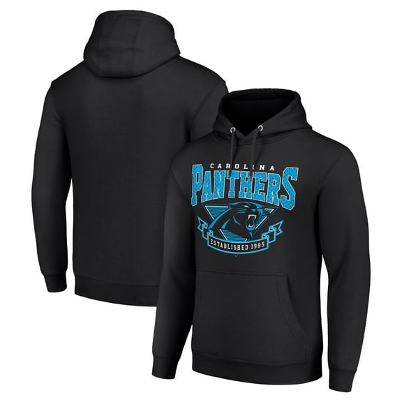 Men's Starter Black Carolina Panthers -80s Inspired Pullover Hoodie