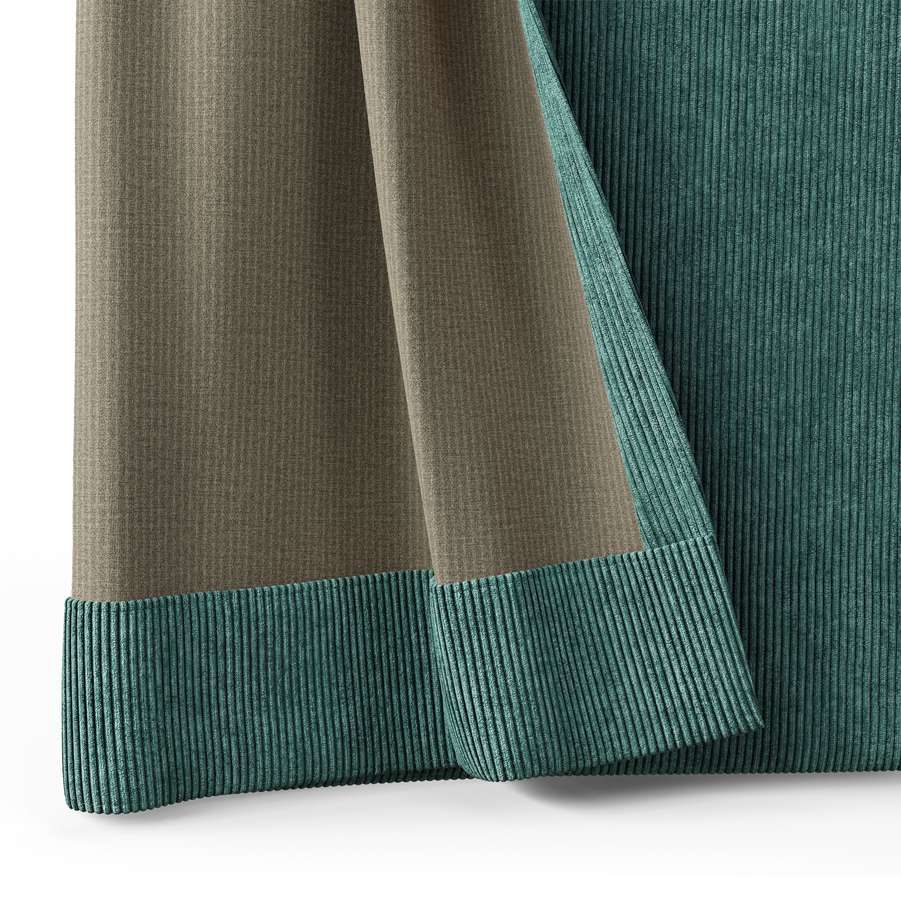 Mainstays Kids Dark Green Solid Ribbed Corduroy Blackout Rod Pocket with Back Tabs Single Curtain Panel, Set of 1, 38" W x 63" L