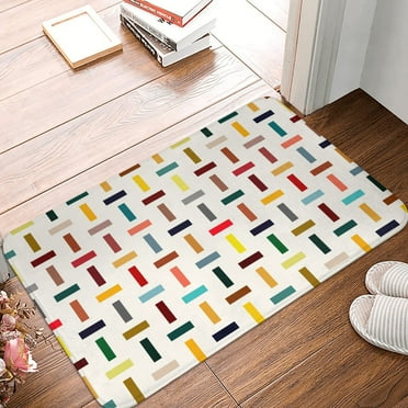 DouZhe Doormat Non-Slip Washable Floor Mat, Indoor Area Rug Multicolored Sticks Wicker Pattern Carpet, 24x16 inches