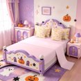 thumbnail image 3 of Manfei Autumn Leaf Print 7-Piece King Bedding,Pink Fall Pumpkin King Bed in a Bag,Pink Reversible, 3 of 7