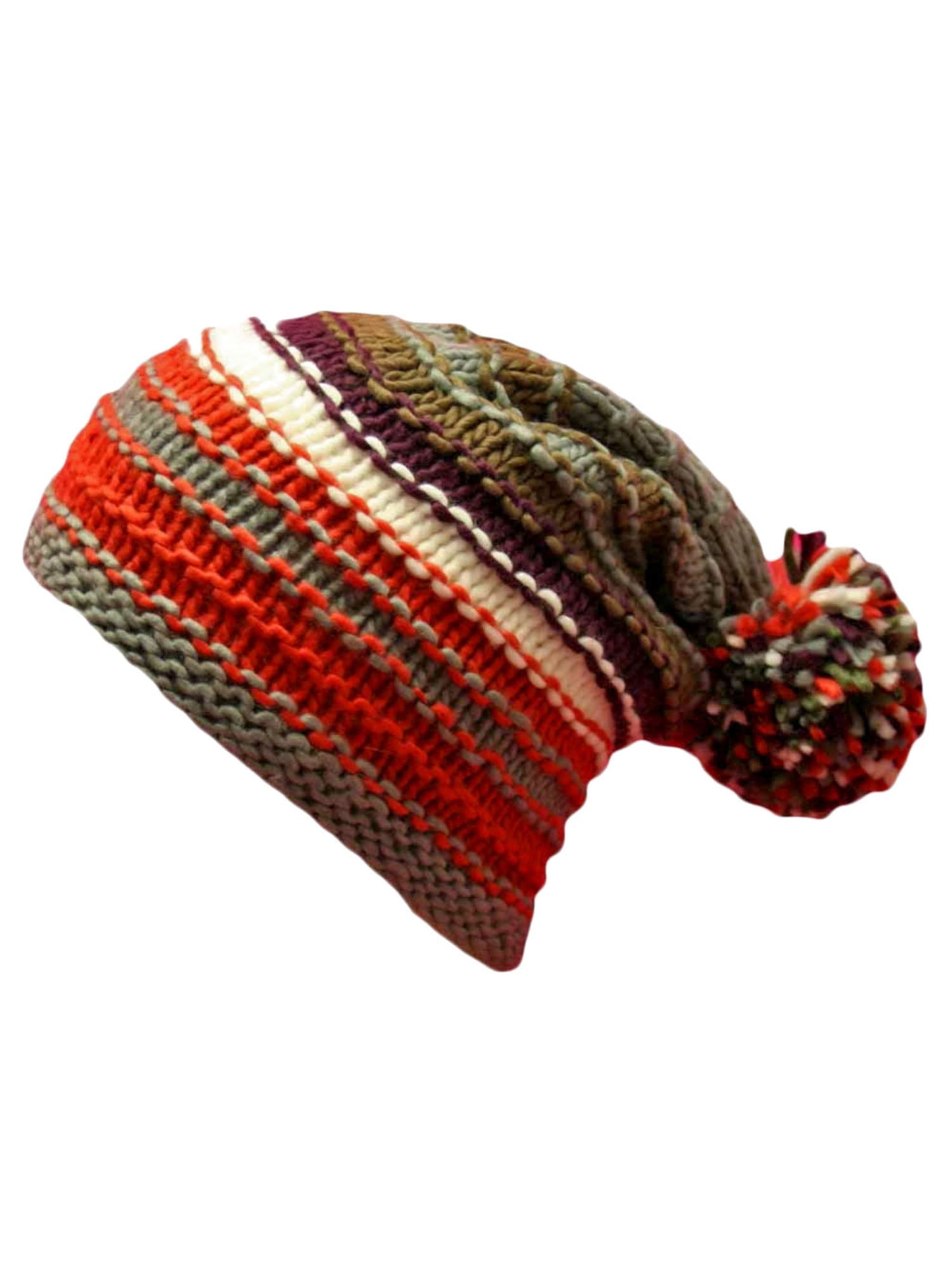 Grey Multicolor Striped Knit Slouchy 