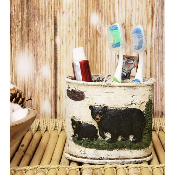 Ebros Wildlife Rustic Black Bear in Pine Trees Bathroom Accent Resin Figurine