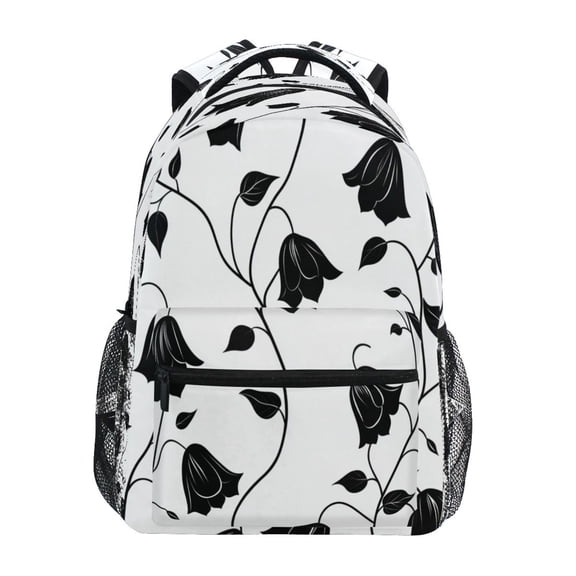 Backpack 16x11.4x6.9 Inches Fashion Backpack Shopping Travel Outing Backpack Black Flower
