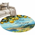 thumbnail image 2 of Summer Home Sweet Round Area Rugs 3 ft, Yellow Lemon Blue Sky Green Leaf Retro Washable Small Area Rug with Non-Slip Sturdy Edge Binding Round Front Door Mat Floor Carpet for Entryway, 2 of 9