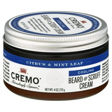 Cremo Citrus Mint Leaf Cooling Beard and Scruff Cream Moisturizes Styles and Reduces Beard Itch for All Lengths of Facial Hair 4 Oz 1 Count