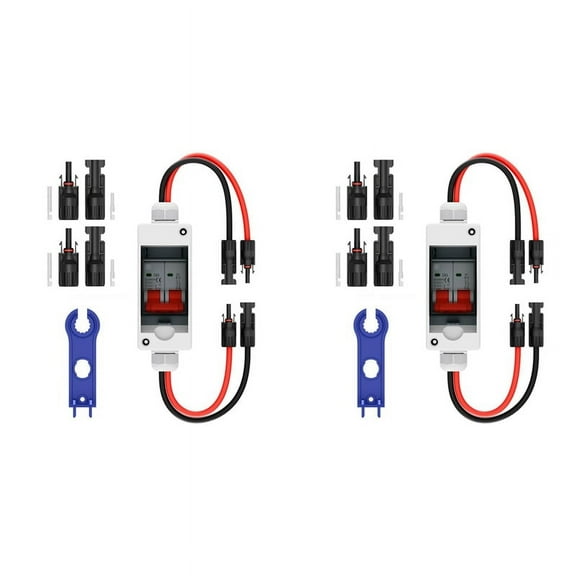 2X Solar Panel Disconnect Switch, 63A DC 1000V Breaker Box PV Switch with IP65 Waterproof