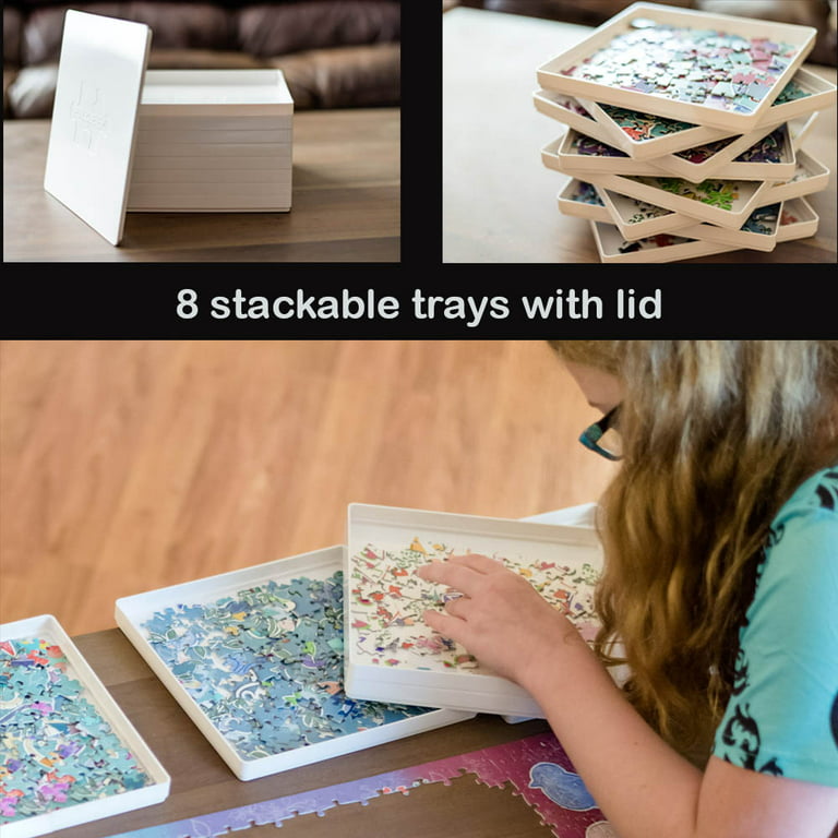 Tidyboss 8 Puzzle Sorting Trays with Lid 8 x 8 - Portable Jigsaw