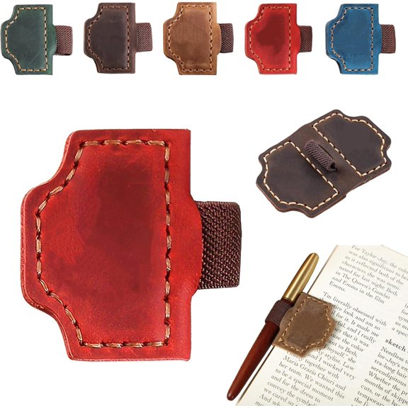 5 Pcs Vintage Bygone Mark Bookmark with Pen Holder,  Magnetic Leather Bookmarks Book Mark, Gifts for Book Lovers, Readers, PU Leather Book Marks for Men Women