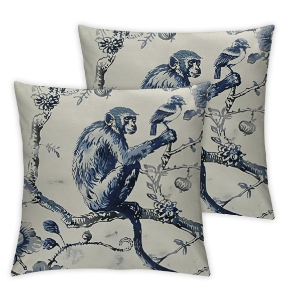 Acheng Chinoiserie Pillow Covers Set of 2,Chinoiserie Flower and Animal Pillow Covers Outdoor Decorative Pillow Covers for Couch Bed Sofa Cushion Farmhouse Pillowcases Set of 2 White 12x12in