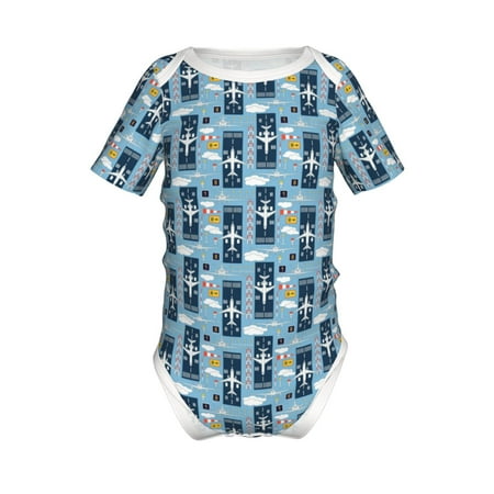 

Lukts Airplanes and Aviation Signs Print Baby Short Sleeve Romper Onesie for Newborn Baby Boys and Girls-2 Years