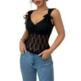 thumbnail image 2 of Lace Tops for Women V Neck Camisole Top Sleeveless Crop Y2k Tank Going Out Outfits Trendy Black L, 2 of 9